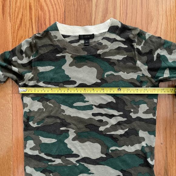 J. Crew Classic Tippi Sweater Womens Small Green Camouflage Merino Wool Pullover - Picture 6 of 8